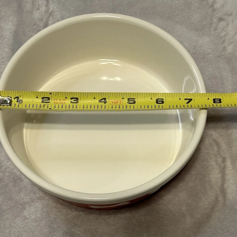 Texas Tech Red Raiders Dog Bowl Food or Water Red White Bones Ceramic‎ Stoneware